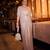 Blush lilac embroidered organza drape skirt set