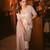 Blush lilac embroidered organza drape skirt set