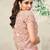 Blush pink embroidered satin corset skirt set