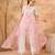 Pink and white embroidered dupion mononet co ord set