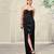 Black embroidered lace gown and cape jacket