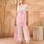 Pink and white embroidered dupion mononet co ord set