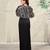 Black embroidered lace gown and cape jacket