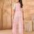 Pink and white embroidered dupion mononet co ord set