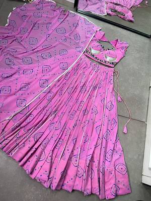 women's bandhej printed georgette lehenga choli set with dupatta - free size 5