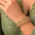 Vintage Floral CZ Bridal Cuff Bracelet, Antique Gold Art Deco Bangle
