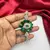 Emerald Green Floral Statement Bracelet, Silver Plated Cubic Zirconia