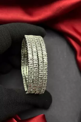 Multi Row CZ Tennis Bracelet, Silver Crystal Statement Bangle, Wedding Bridal Jewelry