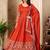 Orange art silk readymade anarkali suit with embroidery work
