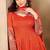 Orange art silk readymade anarkali suit with embroidery work