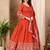Orange art silk readymade anarkali suit with embroidery work