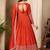 Orange art silk readymade anarkali suit with embroidery work