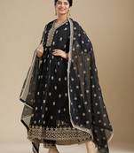 Black georgette readymade anarkali suit with embroidery & sequence work