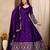 Violet art silk readymade anarkali suit with embroidery work