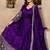 Violet art silk readymade anarkali suit with embroidery work