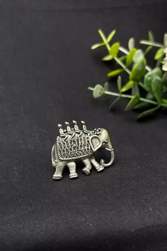 Oxidized Silver Elephant Statement Ring, Boho Tribal Animal Jewelry