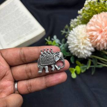 Oxidized Silver Elephant Statement Ring, Boho Tribal Animal Jewelry 3