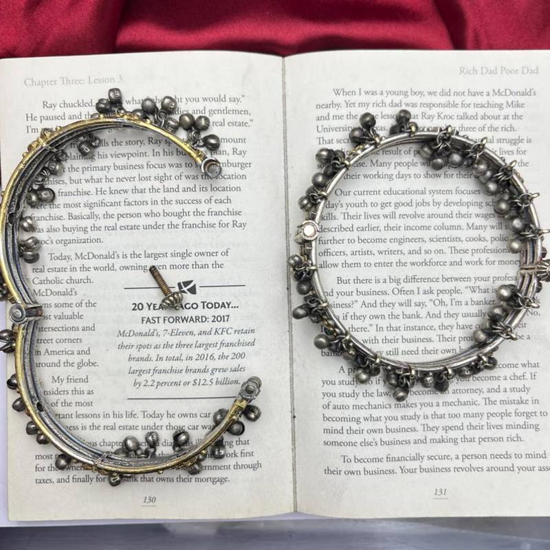 Dual Tone Oxidized Silver Anklets with Ghungroo Bells | Tribal Indian Payal, Boho Rigid Bracelet