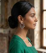 Oxidized Silver Flower Hoop Earrings, Sterling Silver Floral Wreath Hoops