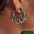 Oxidized Silver Flower Hoop Earrings, Sterling Silver Floral Wreath Hoops