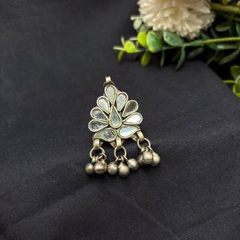 Oxidized Mirror Statement Ring, Adjustable Boho Tribal Ring, German Silver Peacock Ring 2