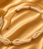 Multi-Strand Pearl Kamarband Waist Chain for Women with Golden Bead Detailing