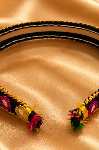 Kutchi Foil Mirror Embroidered Ethnic Headband for Women 2cm Hair Band Hairband Hair Accessory for Navratri Diwali