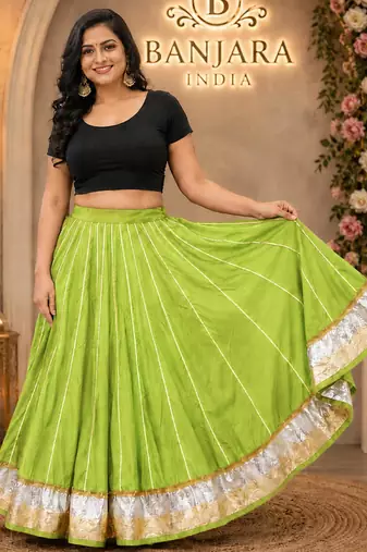 Long Flair Chaniya Skirt for Navratri & Garba  Free Size (upto 42)