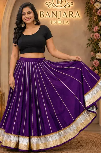 Long Flair Chaniya Skirt for Navratri & Garba  Free Size (upto 42)
