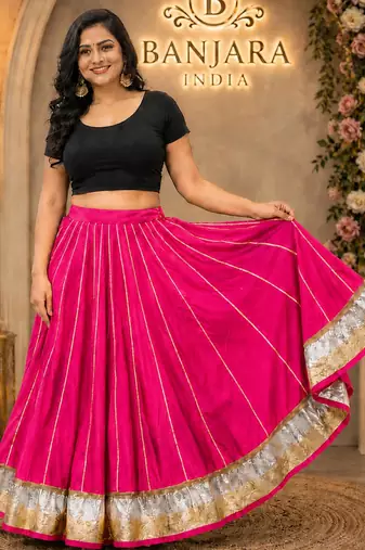 Long Flair Chaniya Skirt for Navratri & Garba  Free Size (upto 42)