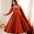 Women's Beautiful Embroidery Work Roman Chanderi Silk Fabric Flared Anarkali Pant and Dupatta Set