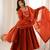 Women's Beautiful Embroidery Work Roman Chanderi Silk Fabric Flared Anarkali Pant and Dupatta Set