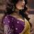 Mustard yellow faux organza saree with zari embroidered border & purple blouse