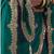 Teal green faux chiffon saree with zari embroidered border & magenta pink blouse