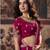 Rani pink faux satin saree with zari border & embroidered blouse