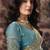 Cream & sky blue faux satin shimmer saree with embroidered blouse