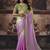 Light green & orchid pink faux satin shimmer saree with embroidered blouse