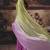 Light green & orchid pink faux satin shimmer saree with embroidered blouse