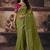 Olive green shimmer faux organza saree with rani pink embroidered blouse
