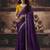 Dark purple shimmer faux satin saree with mustard yellow embroidered blouse