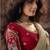Beige gold shimmer saree faux organza saree with red embroidered blouse