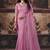 Pink shimmer faux organza saree with scalloped zari border & embroidered blouse