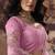 Pink shimmer faux organza saree with scalloped zari border & embroidered blouse