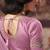 Pink shimmer faux organza saree with scalloped zari border & embroidered blouse