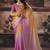Peach orange & pink shimmer faux satin saree with embroidered blouse