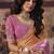 Peach orange & pink shimmer faux satin saree with embroidered blouse