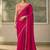 Rani pink faux georgette embroidered saree with blouse piece