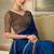 royal blue faux satin saree with embroidered lace border