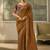 Brown faux georgette embroidered saree with wine blouse