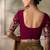 Brown faux georgette embroidered saree with wine blouse
